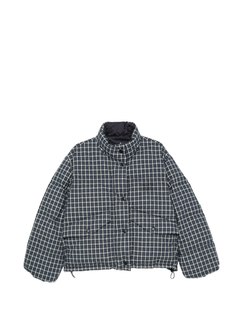 Miu Miu check-pattern reversible jacket - Blau