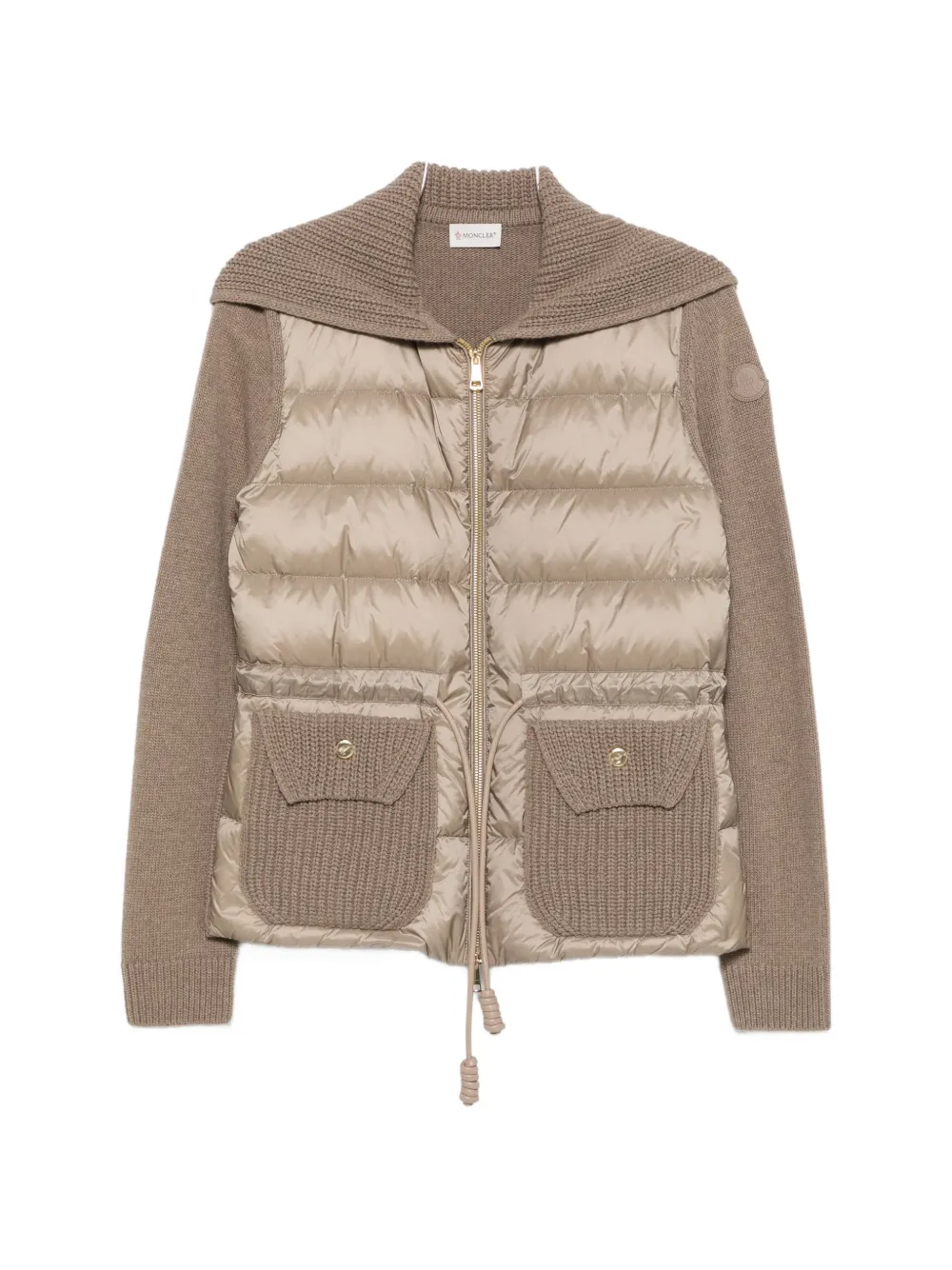 Moncler Padded-detail Cardigan In Brown