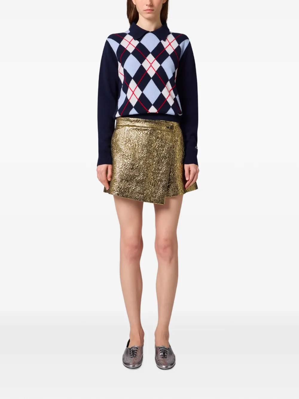 MSGM Trui met polokraag en argyle-patroon Blauw