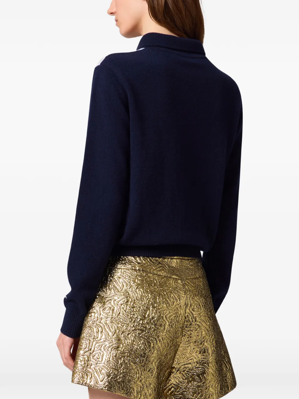 MSGM Trui met polokraag en argyle-patroon Blauw
