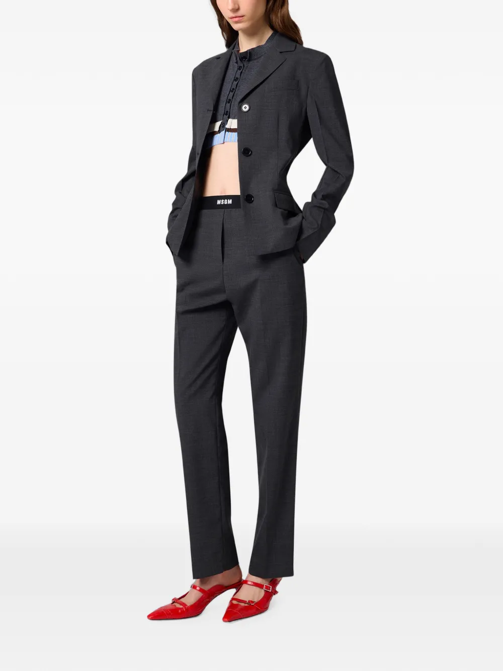 MSGM Blazer met enkele rij knopen Grijs