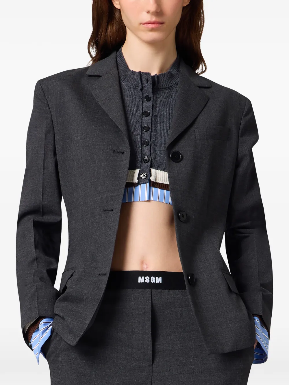 MSGM Blazer met enkele rij knopen Grijs