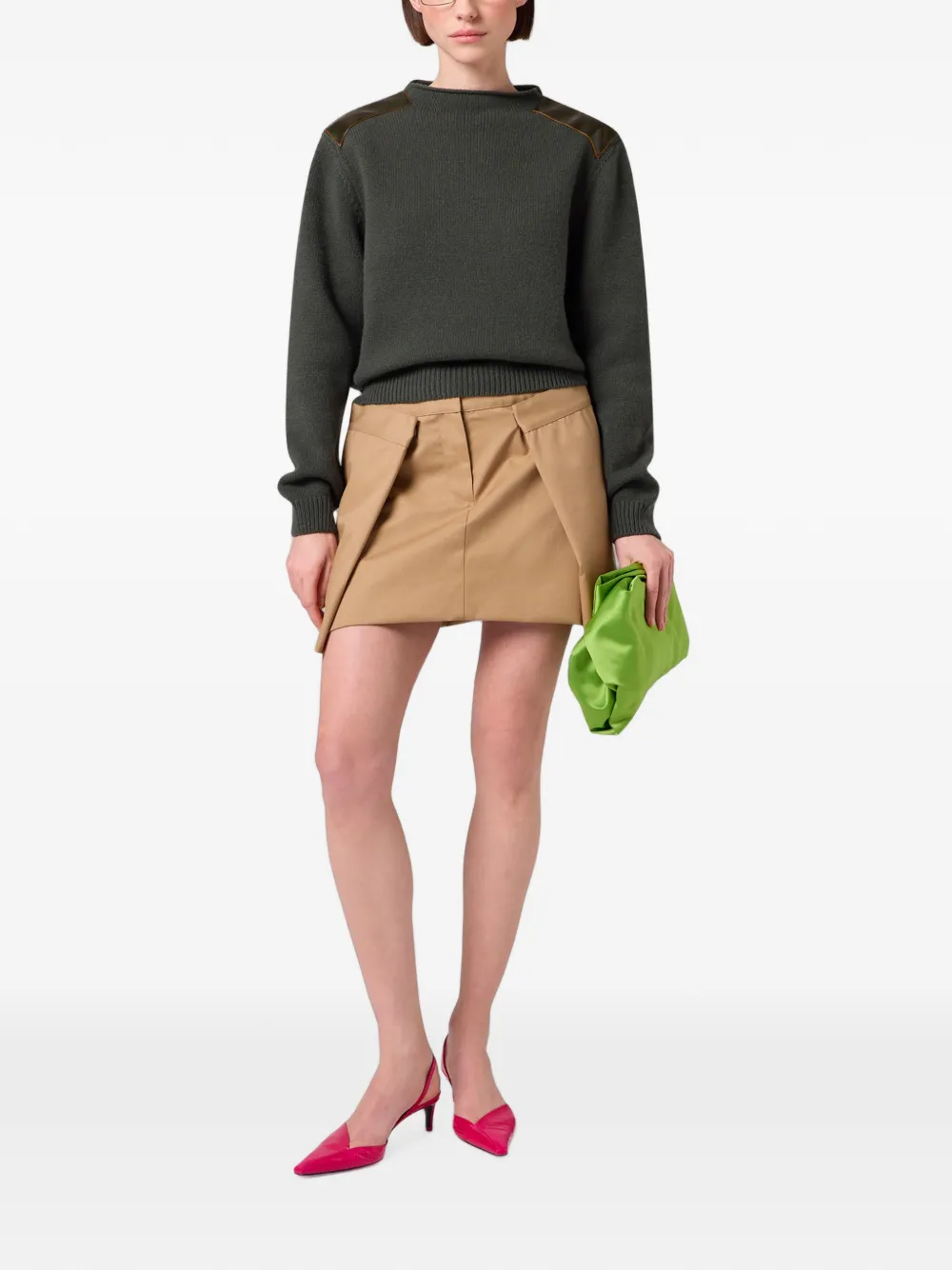 MSGM Trui met leren patch Groen