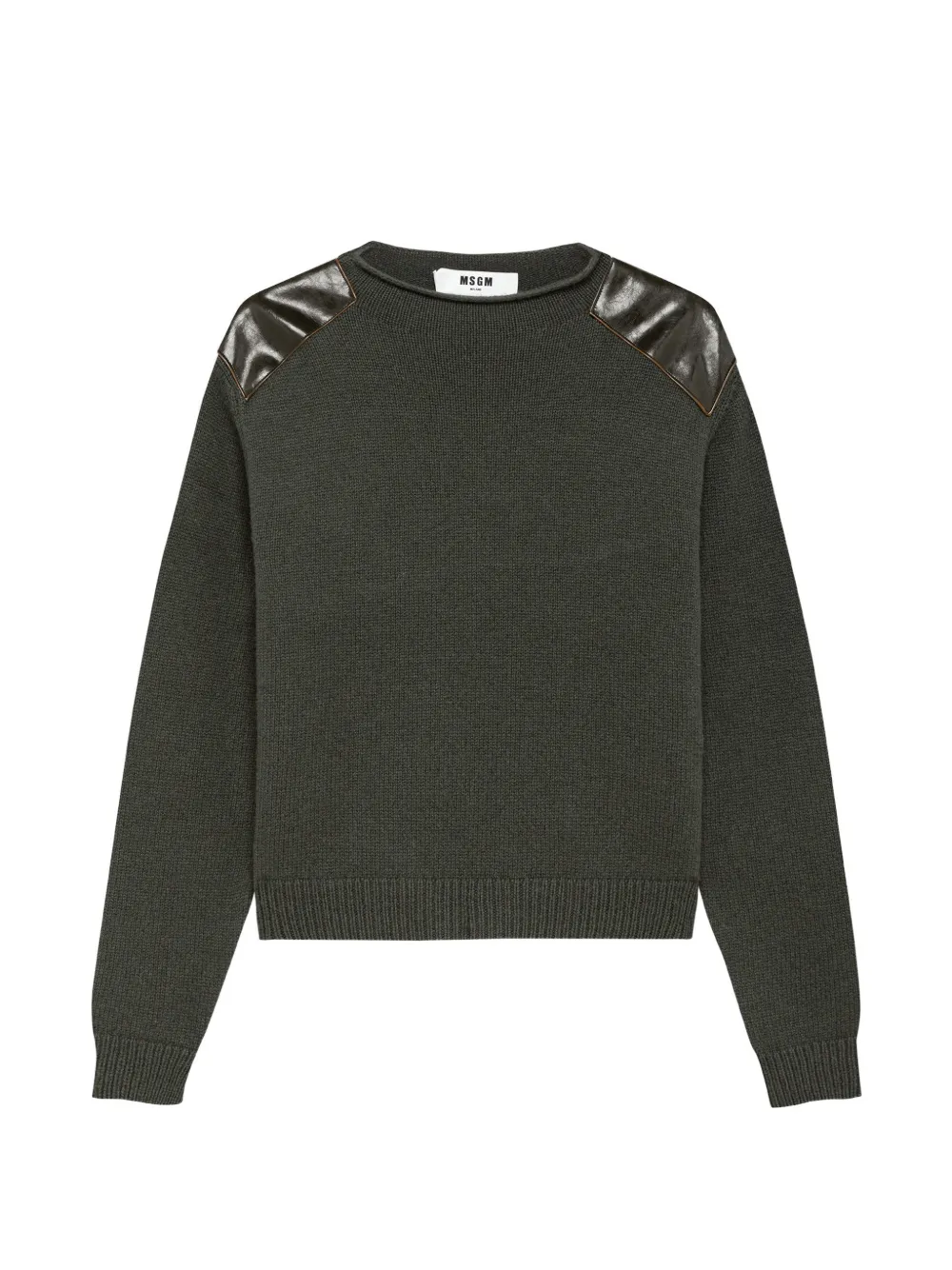 MSGM leather-patch sweater | Green | Image 1