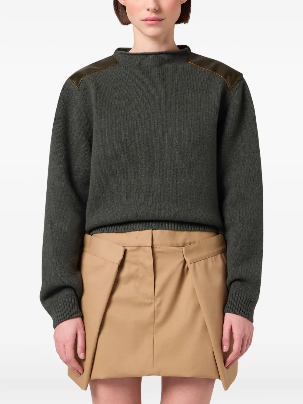 MSGM Trui met leren patch Groen