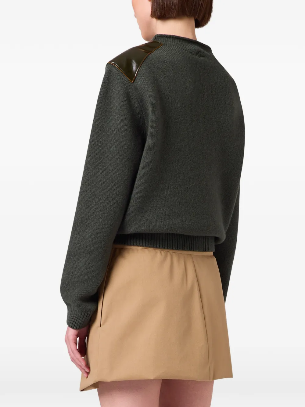 MSGM Trui met leren patch Groen