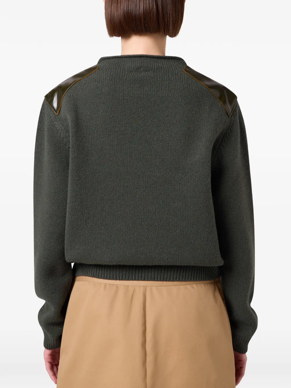 MSGM Trui met leren patch Groen