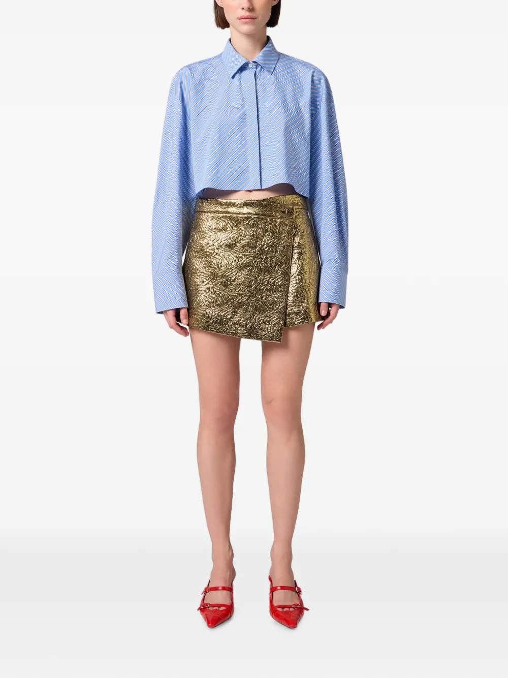 MSGM Wikkelshorts met brokaat-effect Goud