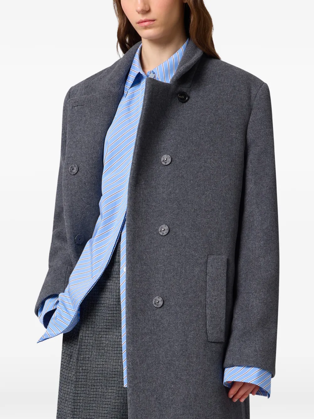 MSGM Jas met dubbele rij knopen en sjaal-detail Grijs
