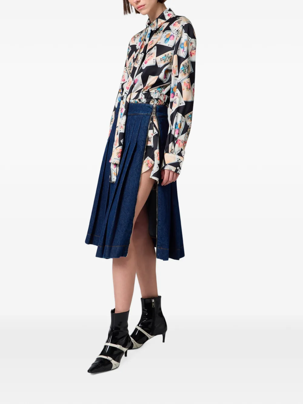 MSGM Midi-plooirok met ritssluiting Blauw