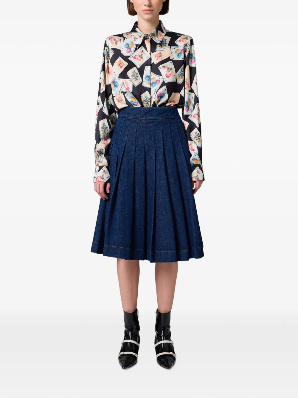 MSGM Midi-plooirok met ritssluiting Blauw