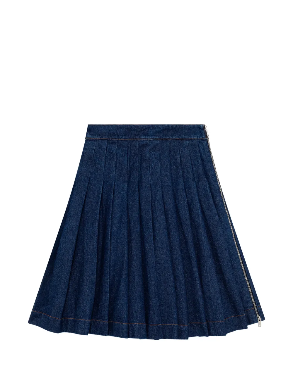 Msgm Pleated Zip-fastening Midi Skirt In Blue