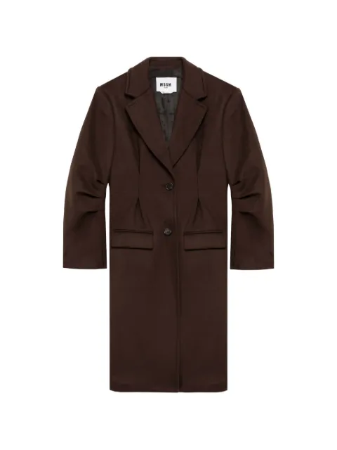 MSGM pleated-sleeve notched-lapels coat
