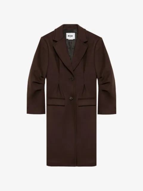MSGM pleated-sleeve notched-lapels coat