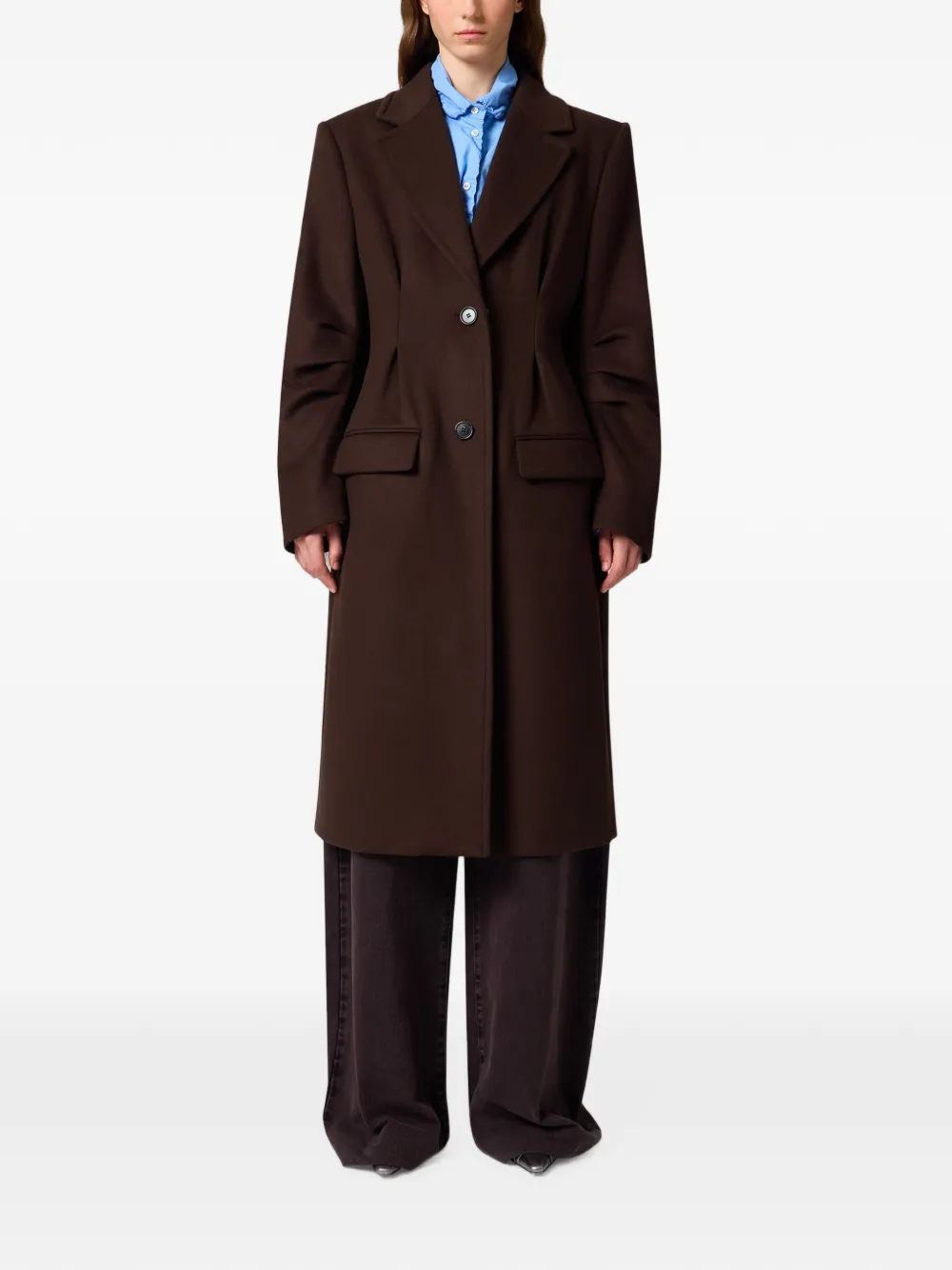 MSGM Jas met geplooide mouwen en gekerfde revers Bruin