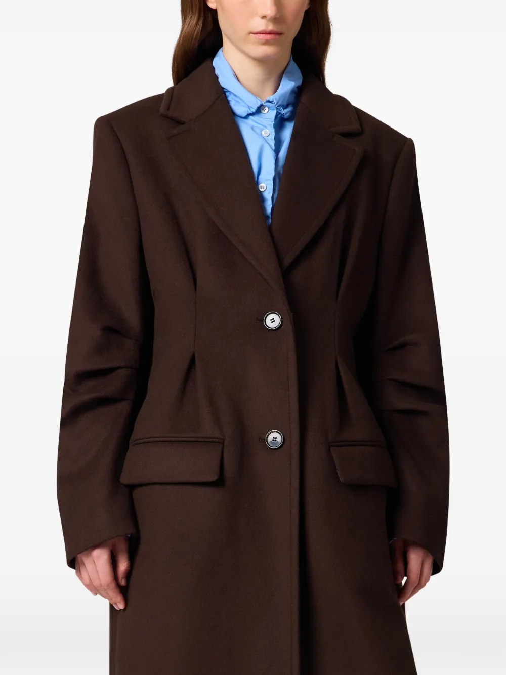 MSGM Jas met geplooide mouwen en gekerfde revers Bruin