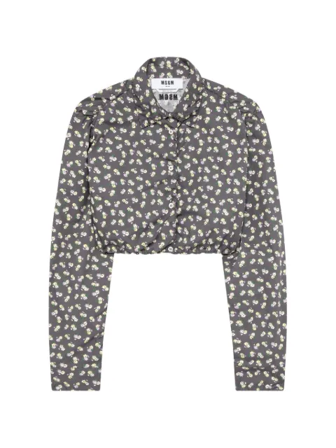 MSGM floral-print cropped shirt