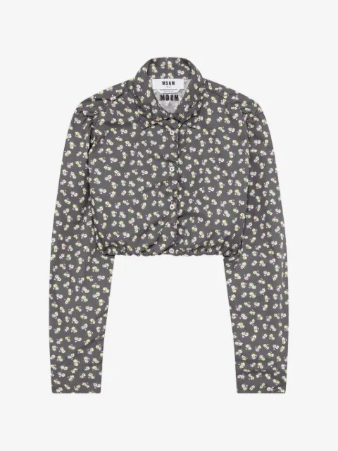 MSGM floral-print cropped shirt
