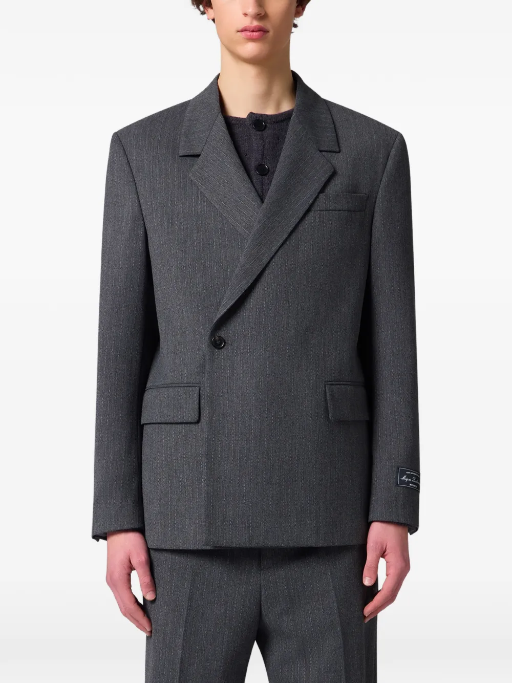 MSGM Jack met dubbele rij knopen en krijtstreep Grijs