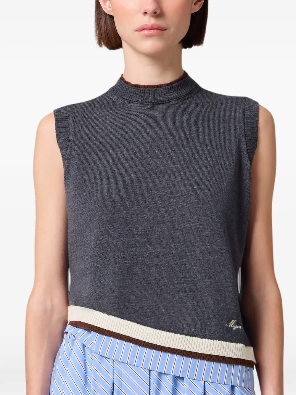 MSGM Tanktop met geborduurd logo Grijs
