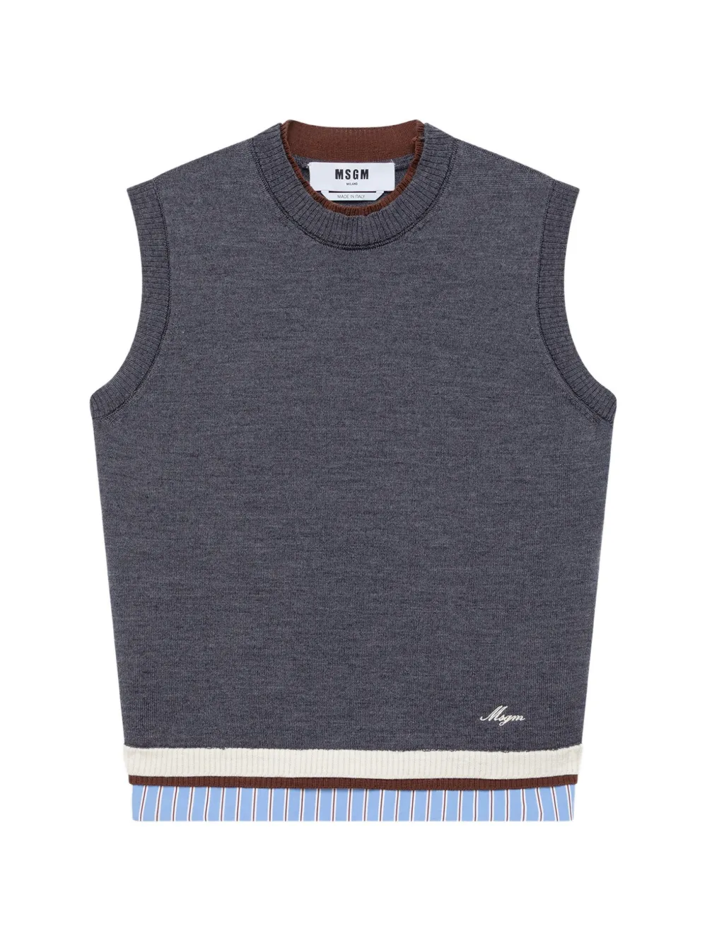 MSGM Trägershirt mit Logo-Stickerei - Grau