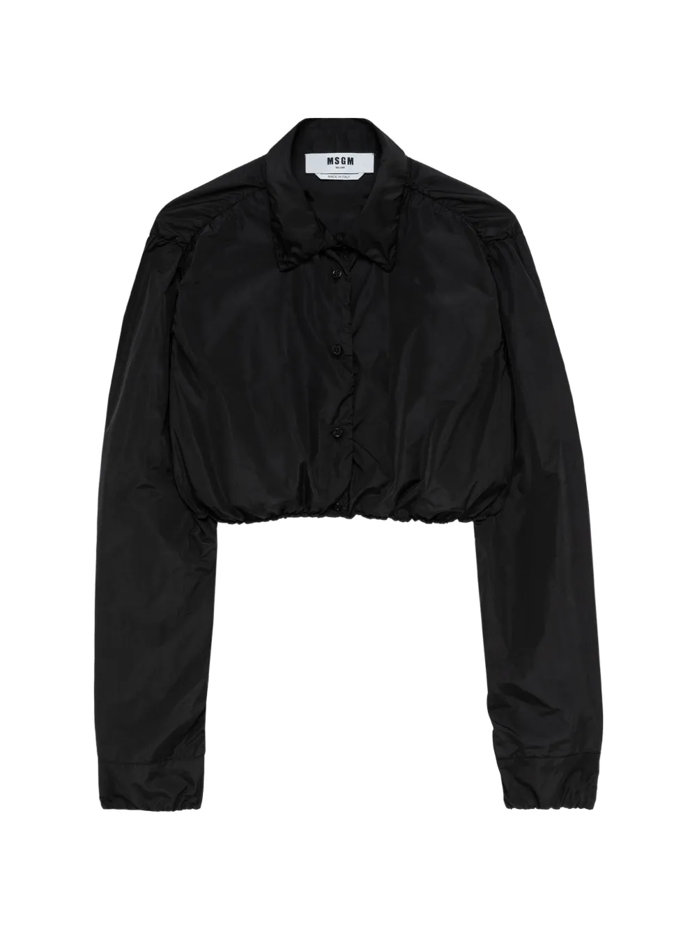 MSGM cropped gathered-detail shirt | Black | Image 1
