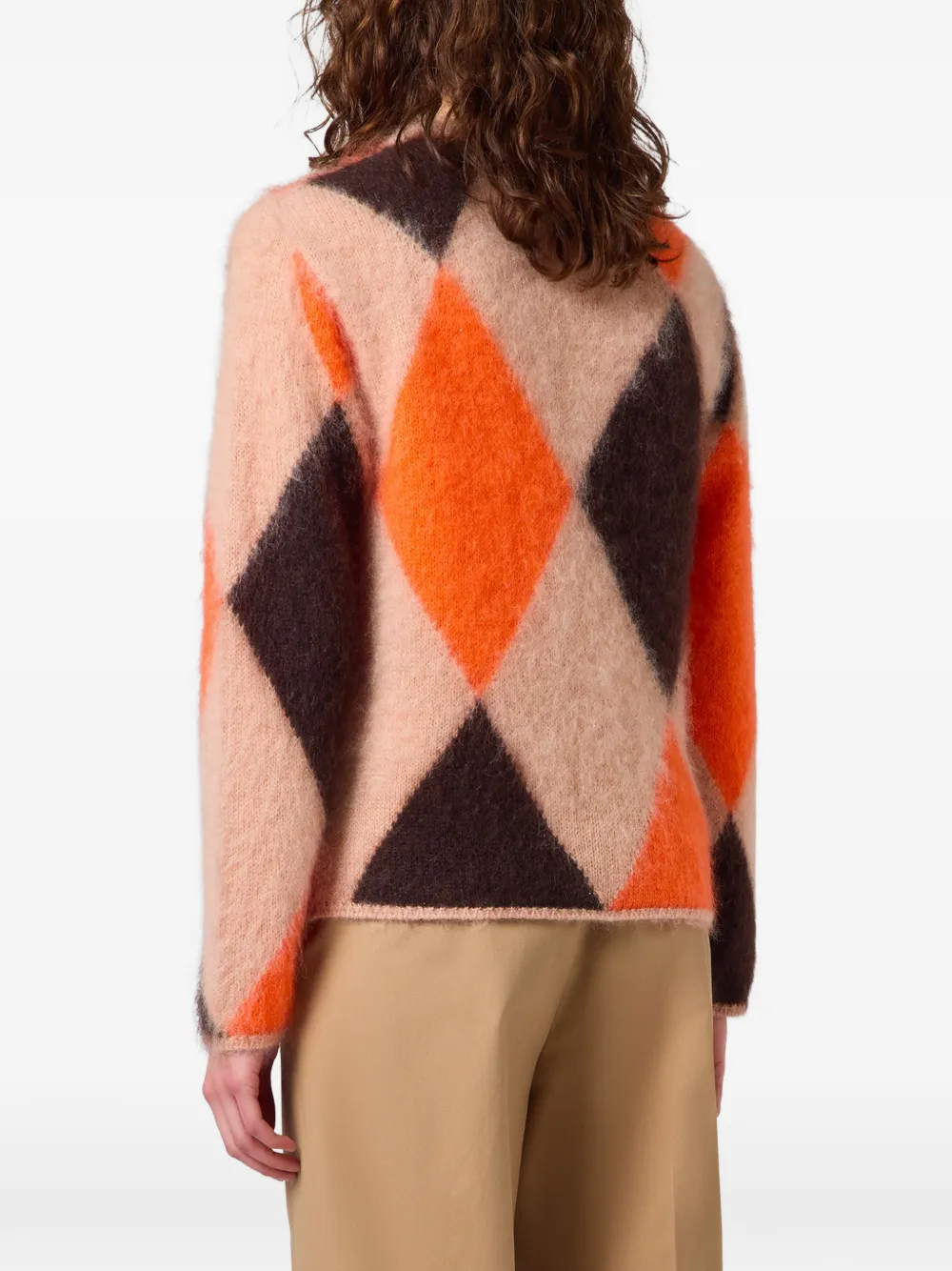 MSGM Vest met argyle-patroon en knopen Beige