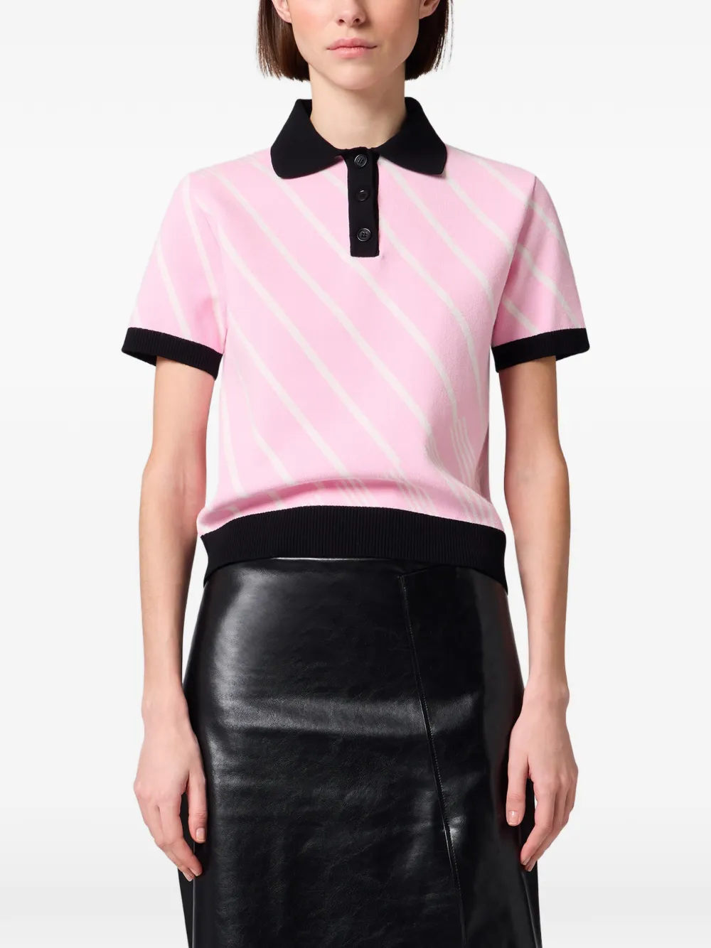 MSGM Poloshirt met diagonale strepen Roze