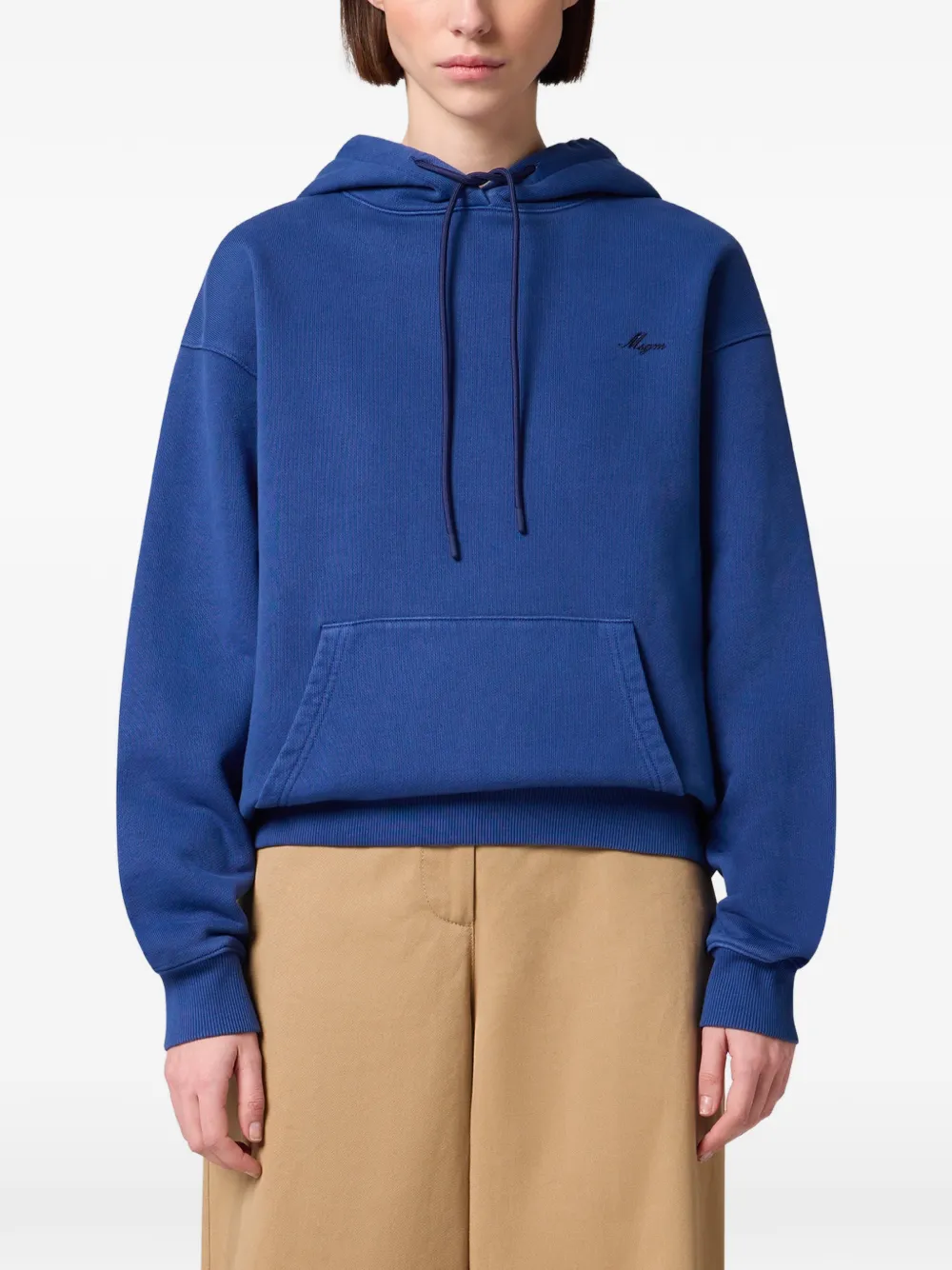 MSGM Hoodie met geborduurd logo Blauw
