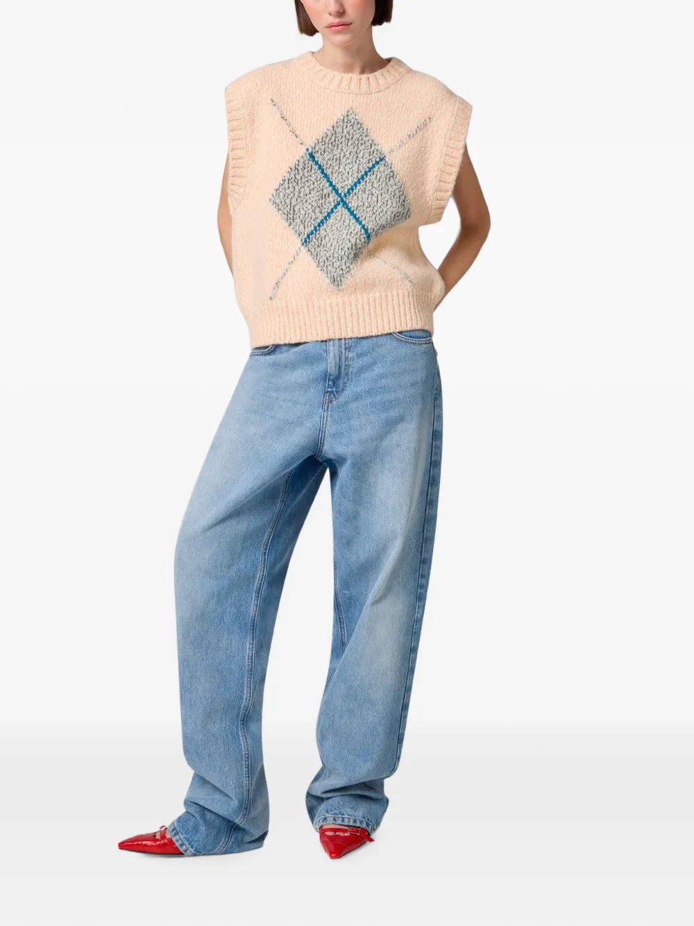 MSGM Gebreide trui met argyle-intarsia Oranje
