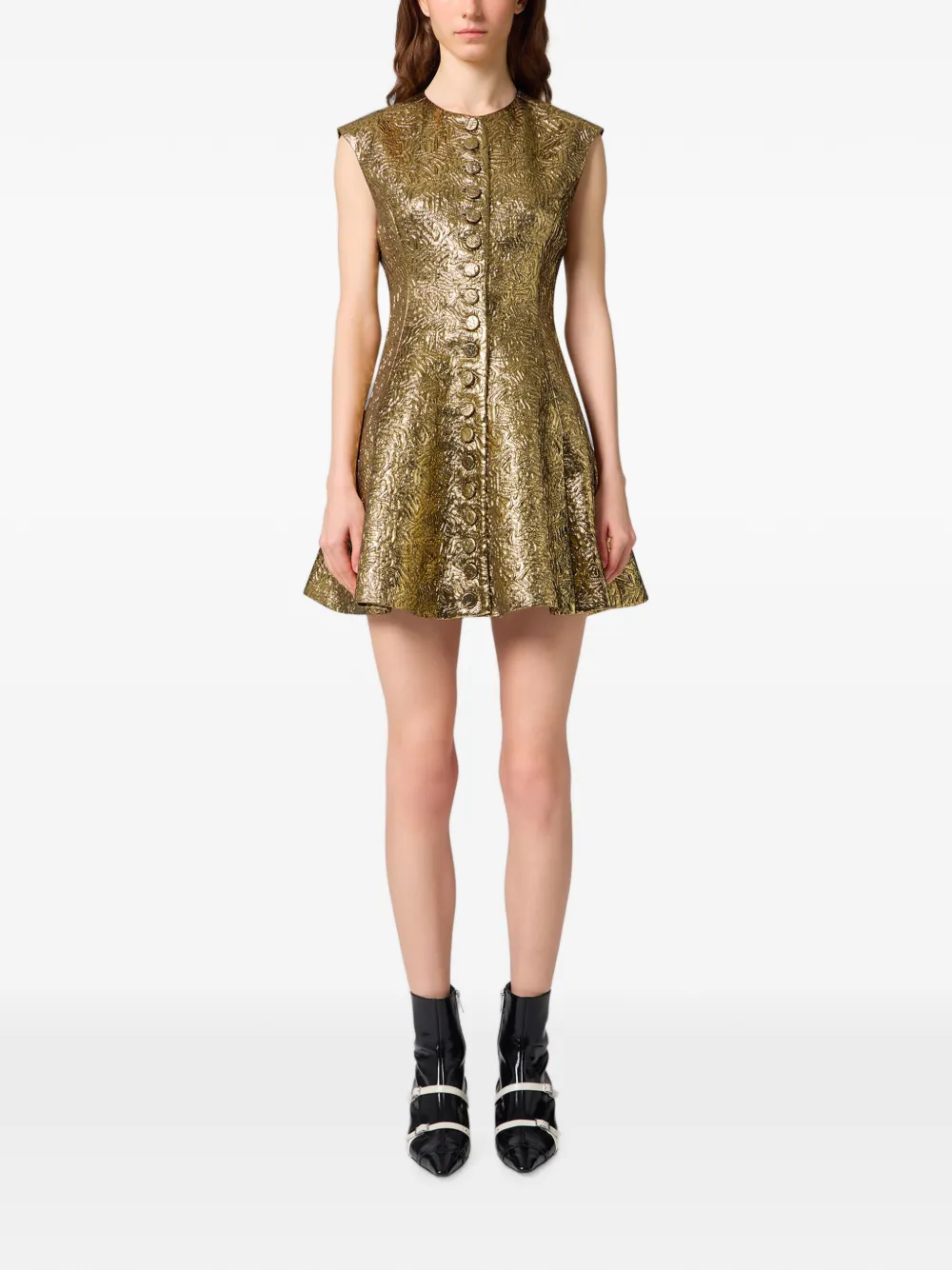 MSGM Button-down mini-jurk met textuur afwerking Goud