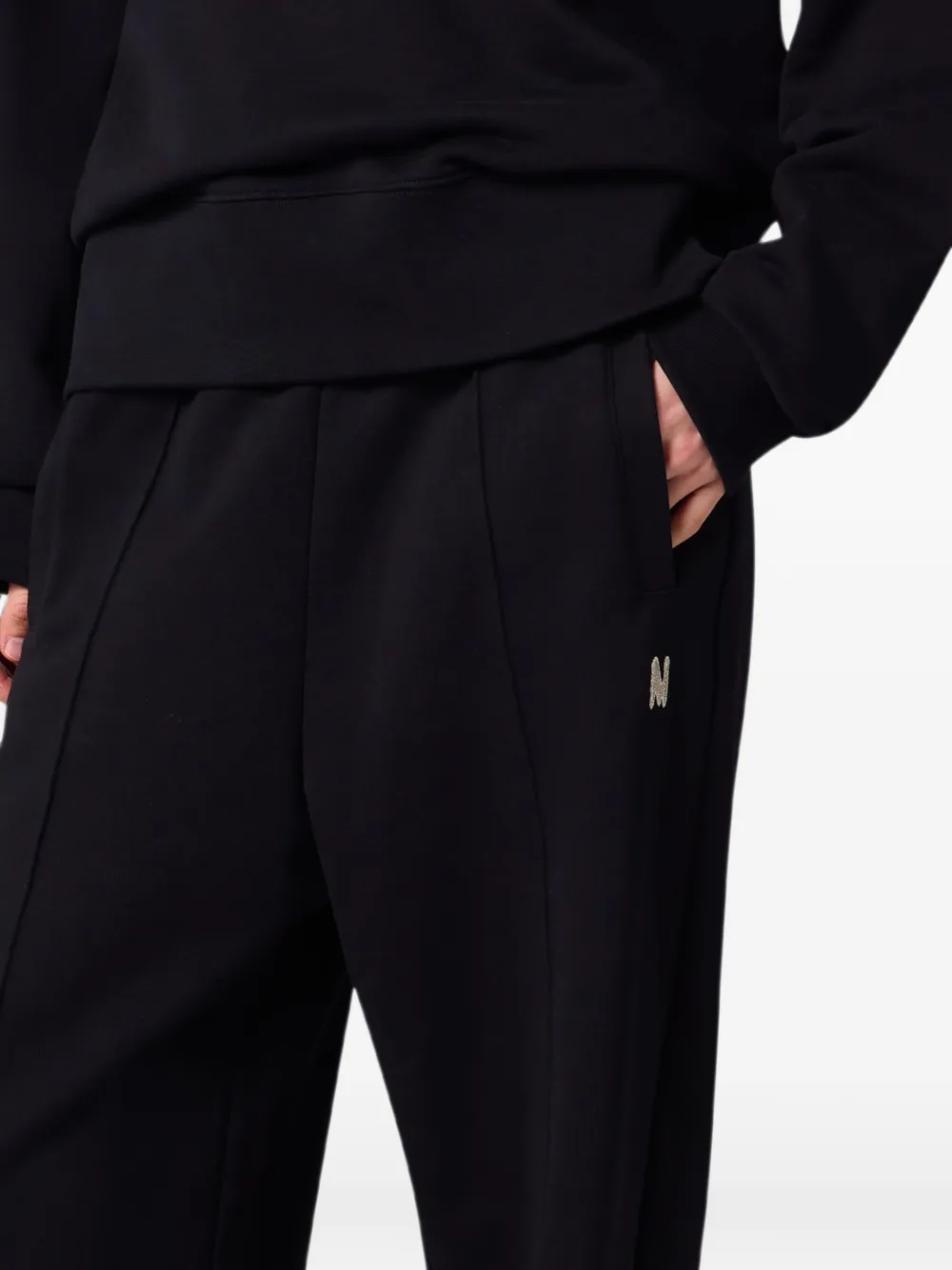 Msgm Logo-patch Drawstring Track Pants In Black