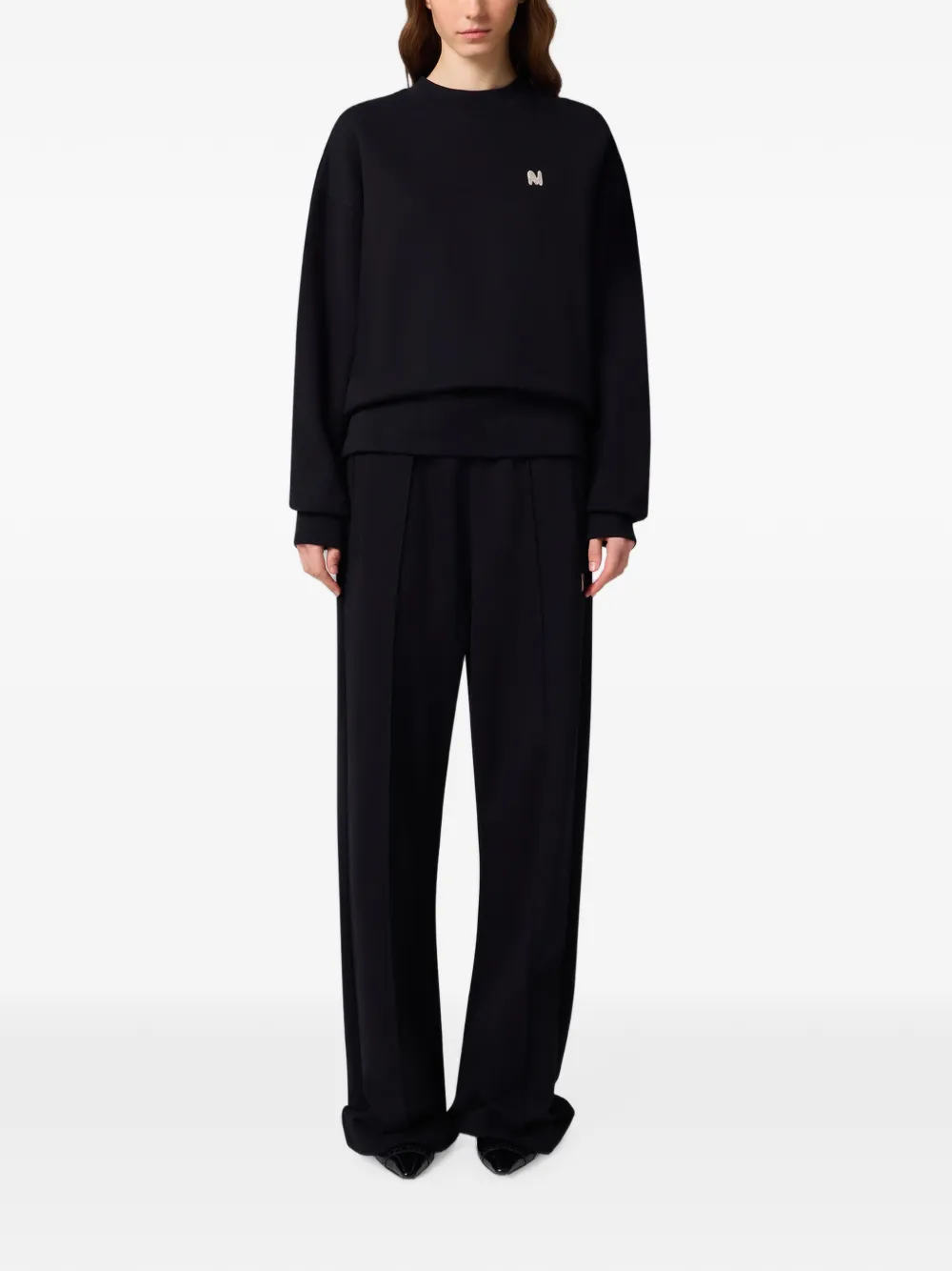 Msgm Logo-patch Drawstring Track Pants In Black