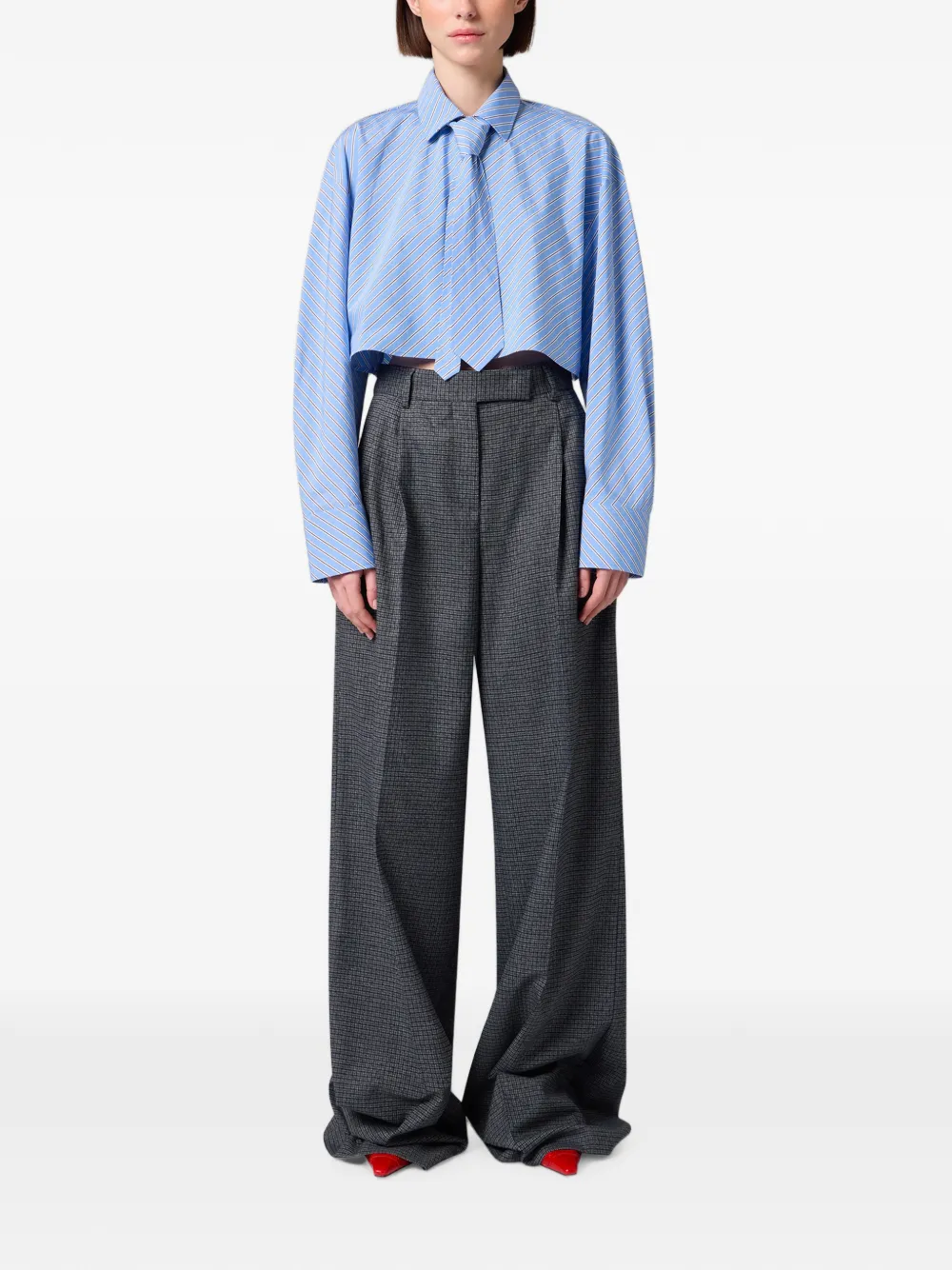 MSGM Geruite plooibroek Grijs