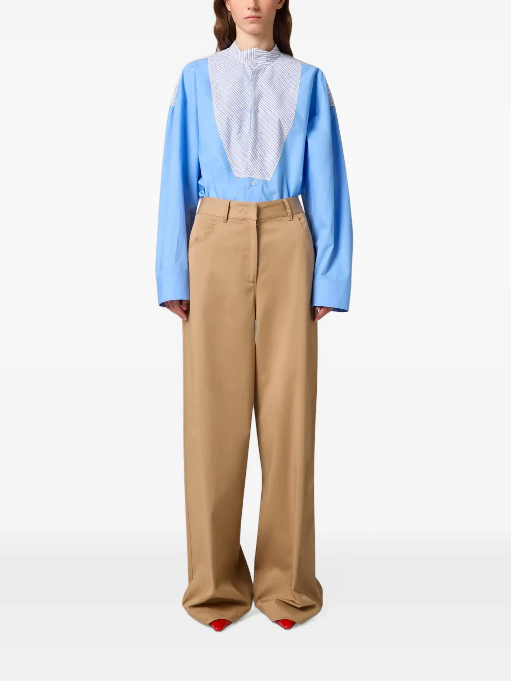 MSGM Broek met wijde pijpen Beige