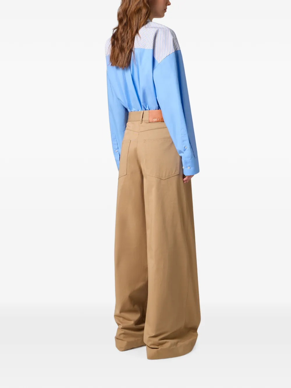 MSGM Broek met wijde pijpen Beige