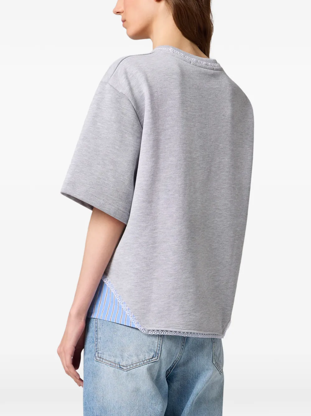 MSGM T-shirt met geborduurd logo en kanten afwerking Grijs