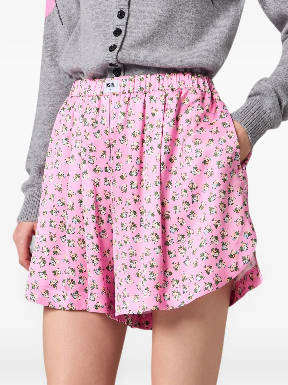 MSGM Zijden shorts met bloemenprint Roze