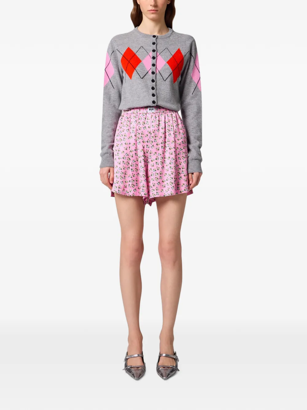 MSGM Zijden shorts met bloemenprint Roze