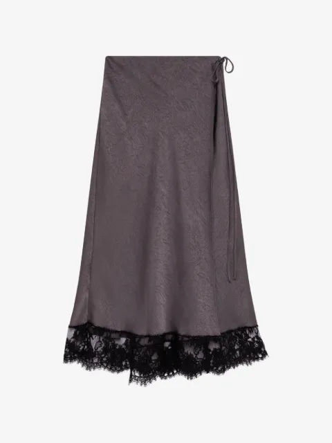 MSGM lace-trim wrap midi skirt