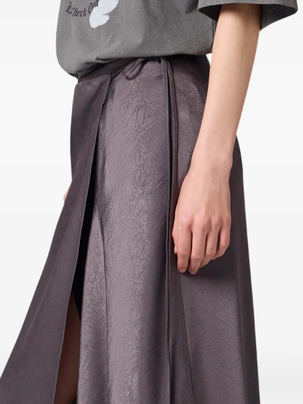 MSGM Midi-wikkelrok met afwerking van kant Grijs