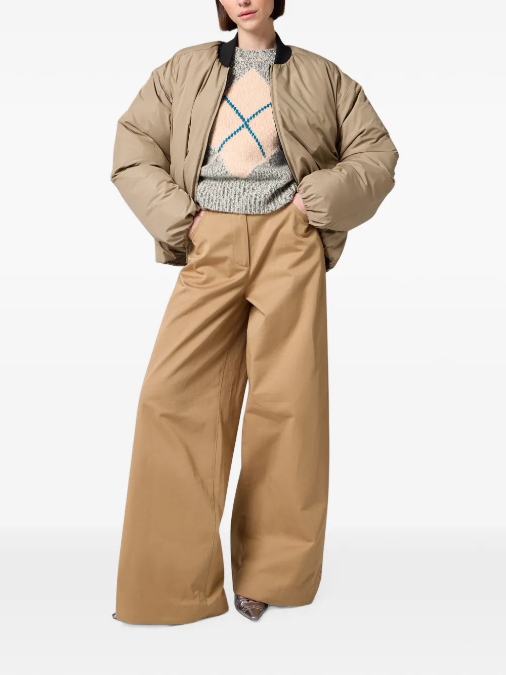 MSGM Marl gebreide trui met argyle-patroon Grijs