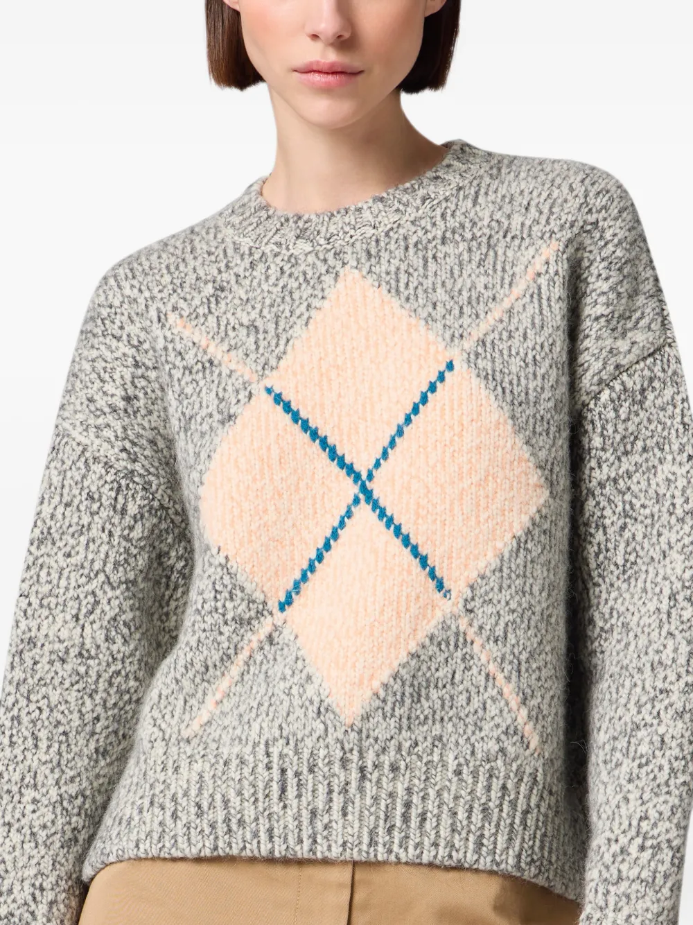 MSGM Marl gebreide trui met argyle-patroon Grijs
