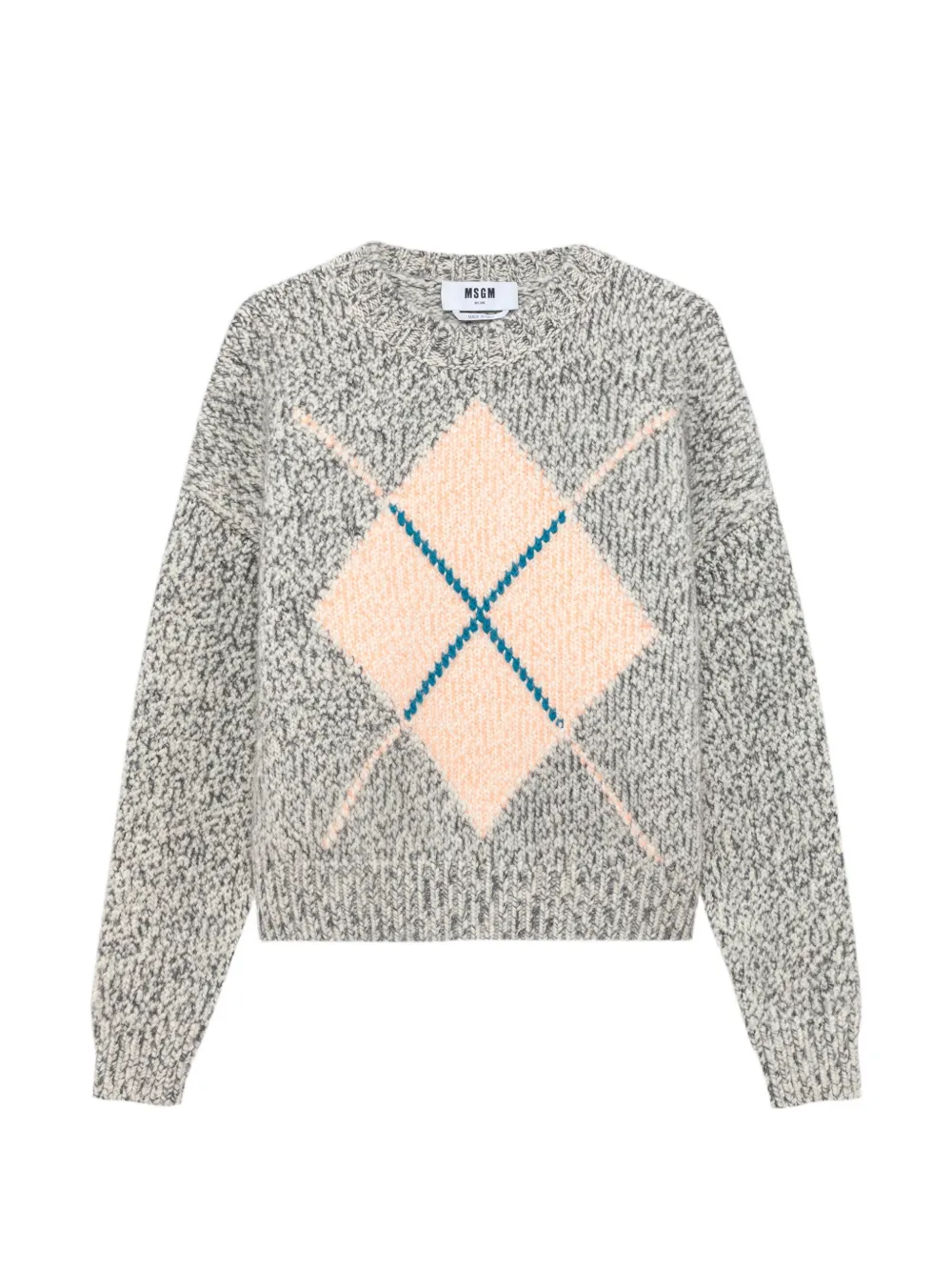 MSGM 아가일 패턴 니트 스웨터 | 그레이 | Image 1