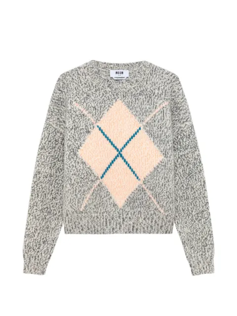 MSGM argyle-pattern marl-knit sweater