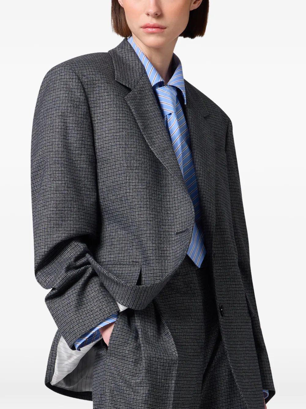 MSGM Geruite blazer met enkele rij knopen Grijs