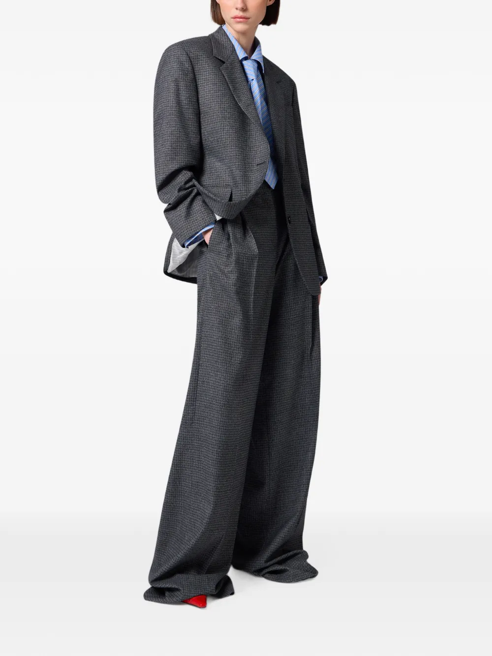 MSGM Geruite blazer met enkele rij knopen Grijs