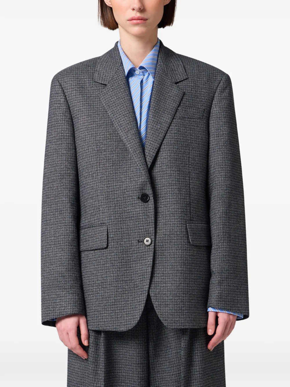 MSGM Geruite blazer met enkele rij knopen Grijs