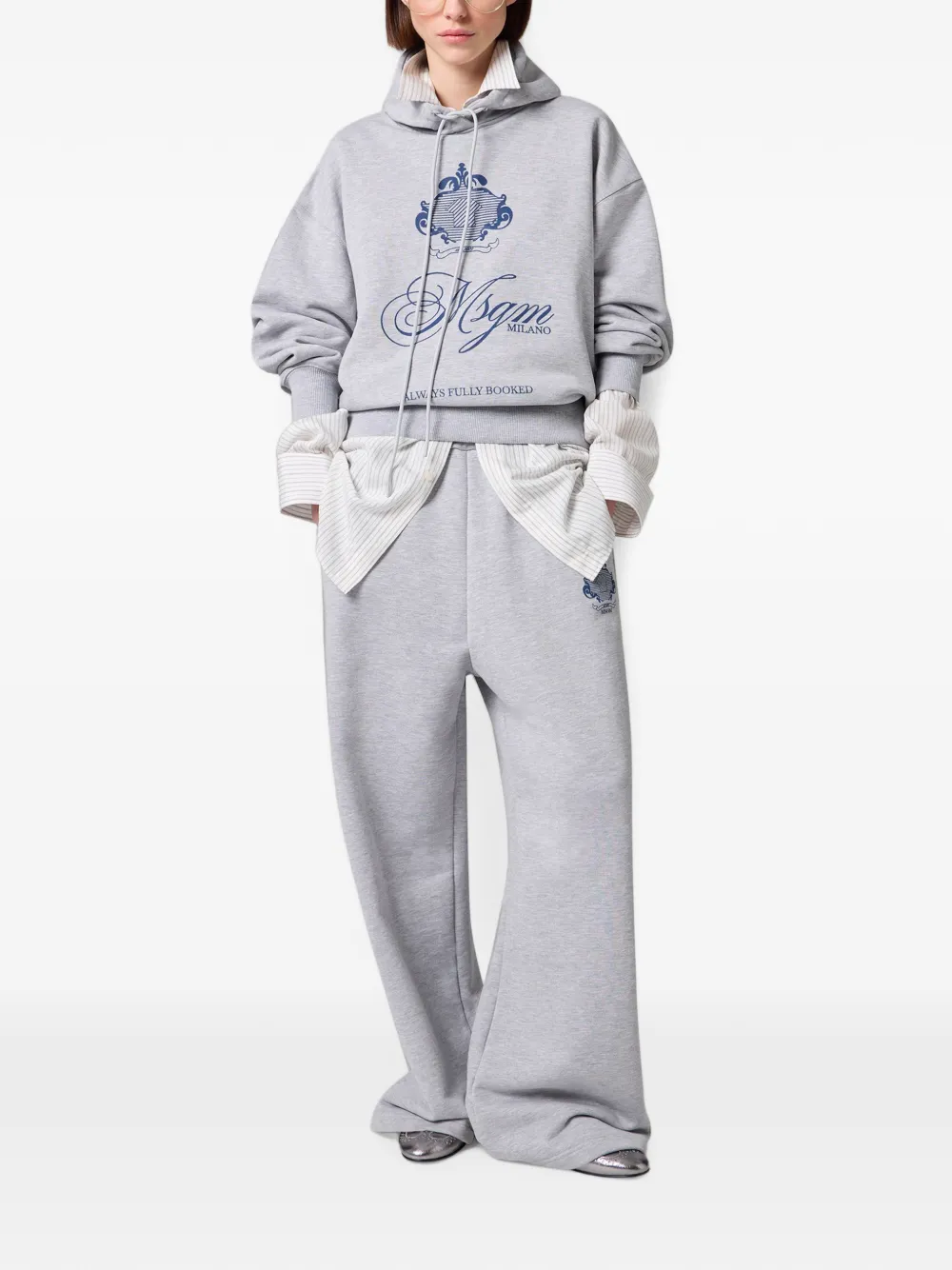 MSGM Hoodie met logoprint en trekkoord Grijs