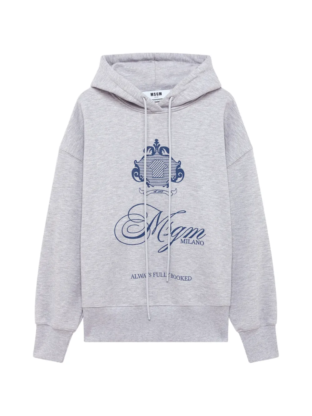 MSGM Felpa con coulisse, logo e cappuccio - Grigio